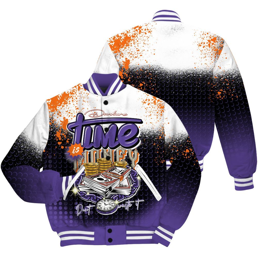 Varsity Jacket To Match Air Max Waffle SP Voltage Purple Shirt, Halftone Time Is Money All Over Print