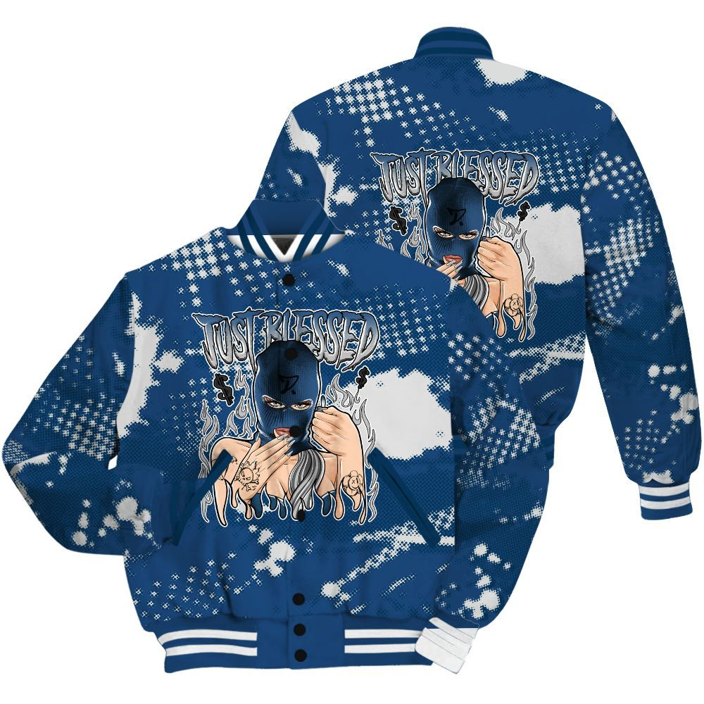Varsity Jacket To Match High OG Midnight Navy 1s Shirt - Blessed!! Smoke Dot All Over Print