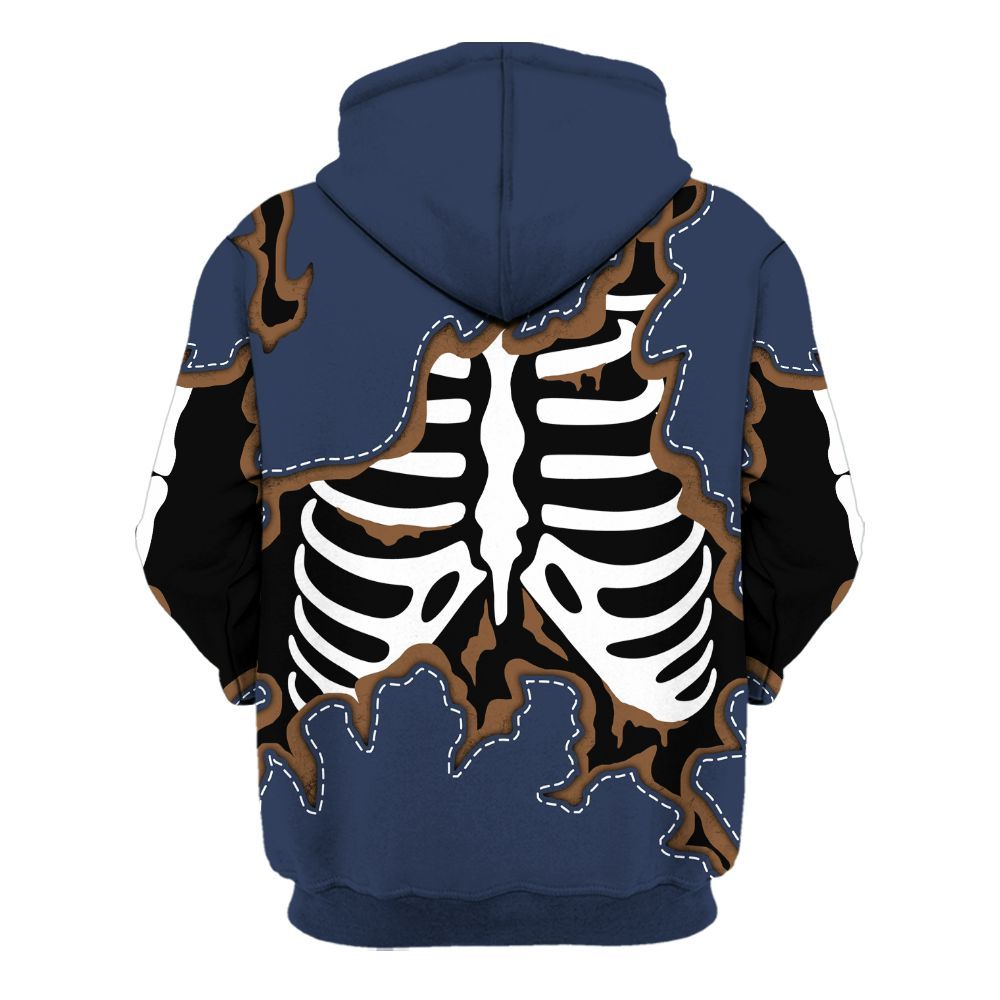 Hoodie To Match Midnight Navy 13s - Skeleton Smiley Face All Over Print