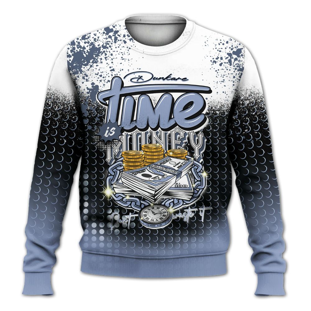 Sweatshirt To Match Retro Blue Grey 13s - Halftone Time Is Money All Over Print