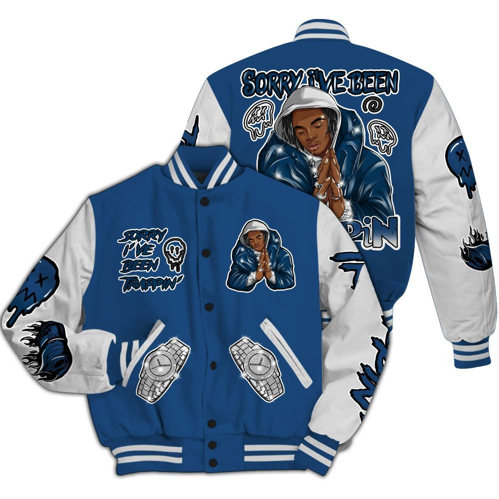 Varsity Jacket To Match High OG Midnight Navy 1s - Trappin' Unique All Over Print