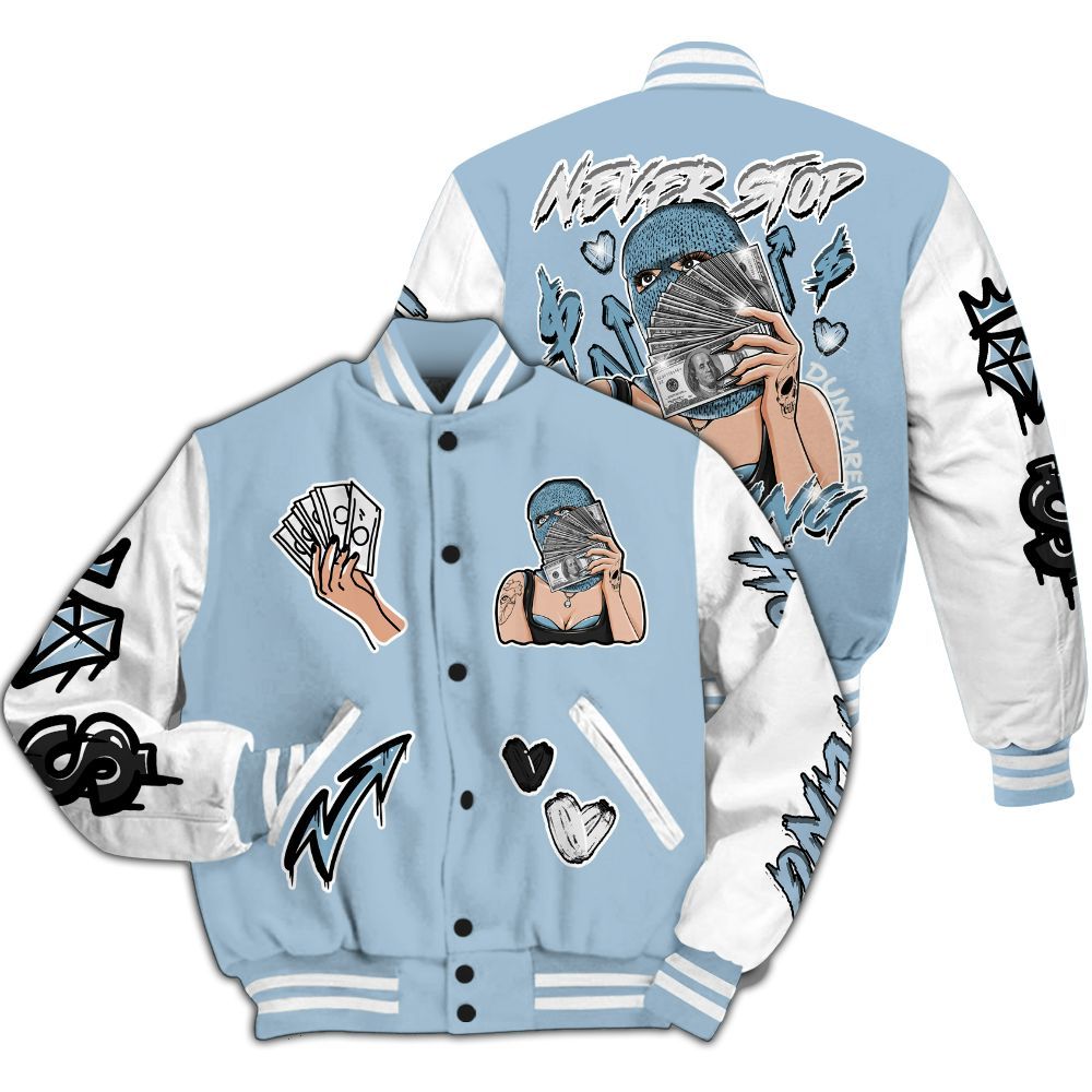 Varsity Jacket To Match Mid Ice Blue 1s - Hustling Unique All Over Print