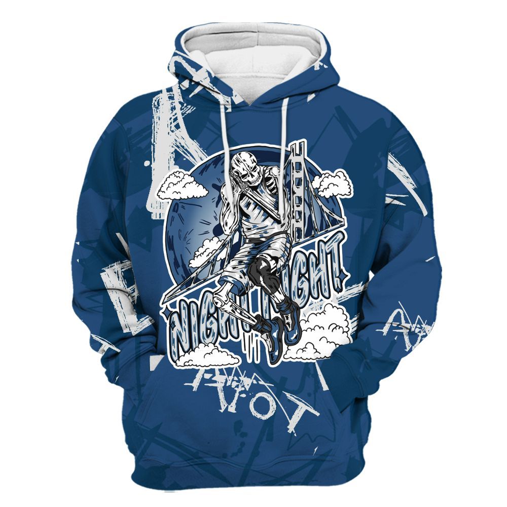 Hoodie To Match High OG Midnight Navy 1s - Seeya Skeleton Messyz All Over Print