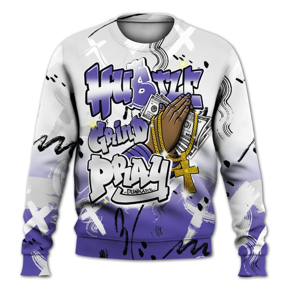 Sweatshirt To Match Retro Concord 5s - Money Hustle Grind Pray All Over Print