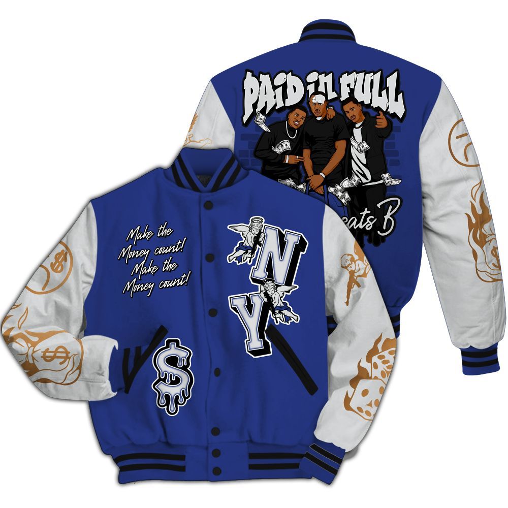 Varsity Jacket To Match JM Pro Black Concord - Paid In Full Money Graphic Varsity Jacket All Over Print