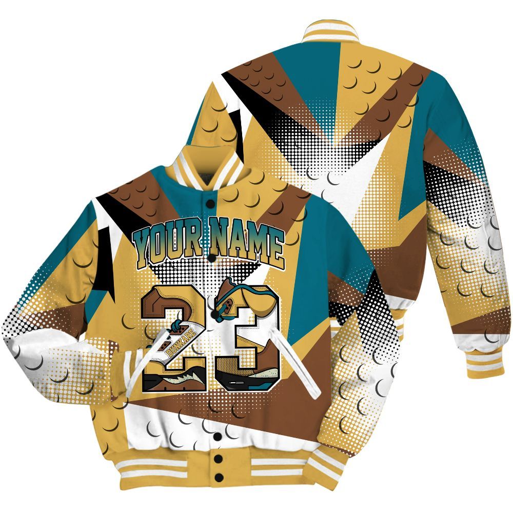Varsity Jacket To Match Retro Cacao Wow 4s Shirt, Poly Custom Name Number 23 5s All Over Print