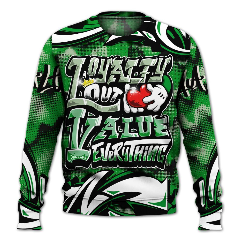 Sweatshirt To Match Green Spark CJ1 T-Rex - Loyalty Out Value Graffiti All Over Print