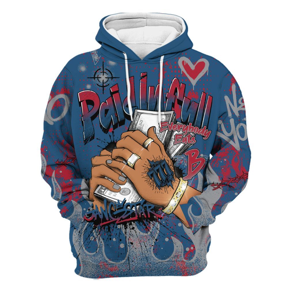 Hoodie To Match Rare Air 3s - Lucky Money Paid In Full Graffiti All Over Print