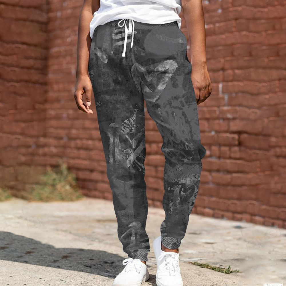 Sweatpant To Match White Thunder 4s - Heart Grunge All Over Print
