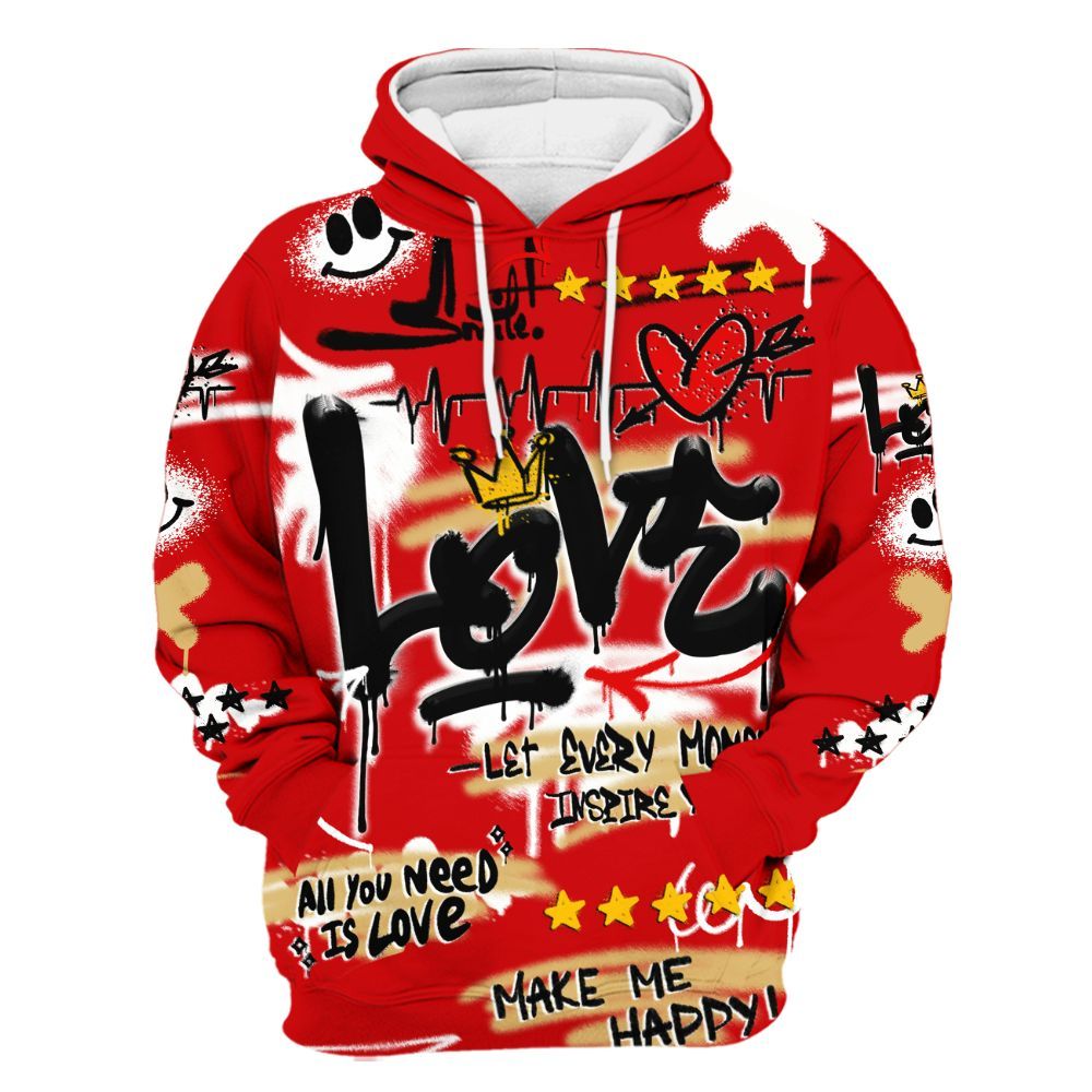 Hoodie To Match Ja 2 Halloween - Happy Love Beats Graffiti Streetwear All Over Print