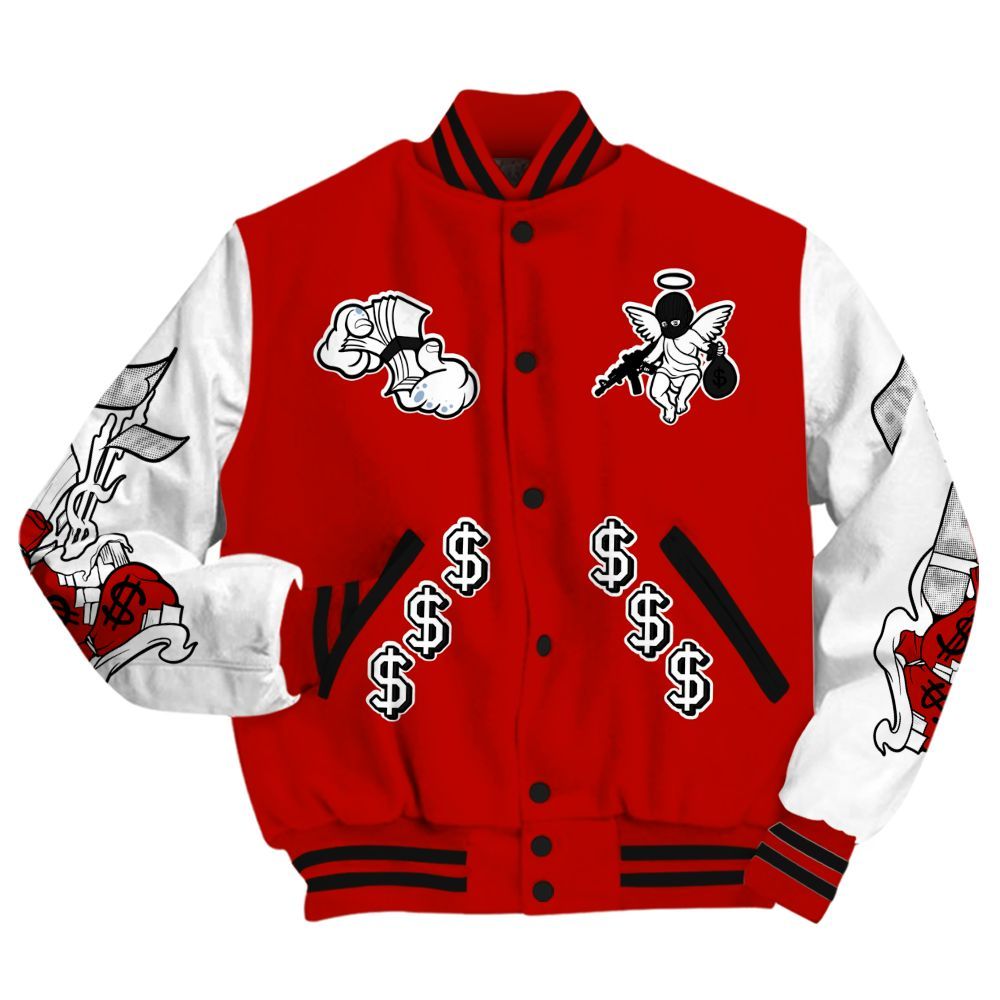 Varsity Jacket To Match OG Fire Red 5s - Ones Move In Silence All Over Print