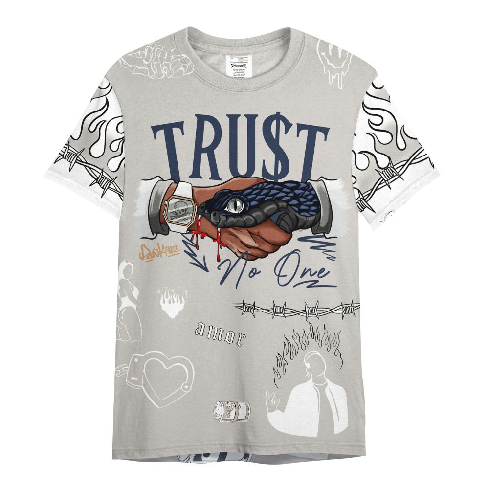 Shirt To Match Low Navy Grey Gum 1s - Snake Trust No One All Over Print