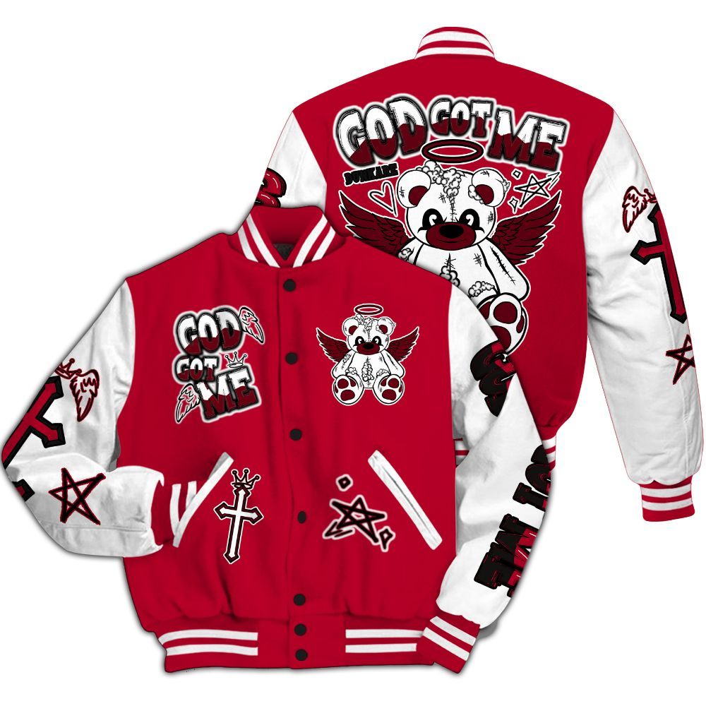 Varsity Jacket To Match Retro Chicago 2s - Gods Guides Me Bear All Over Print