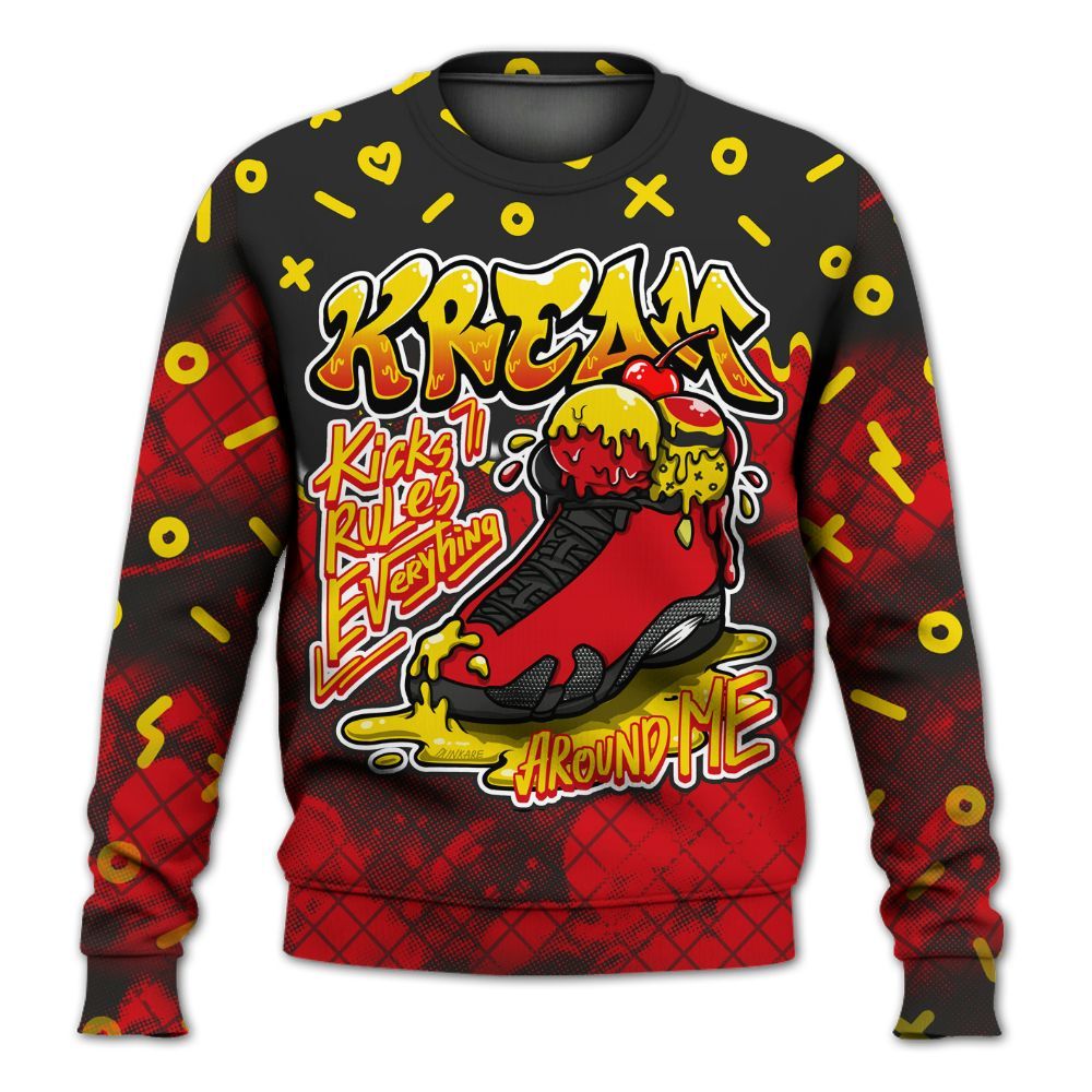 Sweatshirt To Match Ferrari 14s - Kream Kicks Rule Drip All Over Print