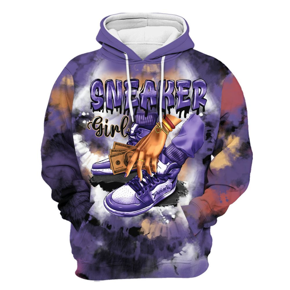 Hoodie To Match Book Sunset 1s - SNEAKER Girl Money Drip Tie Dye All Over Print
