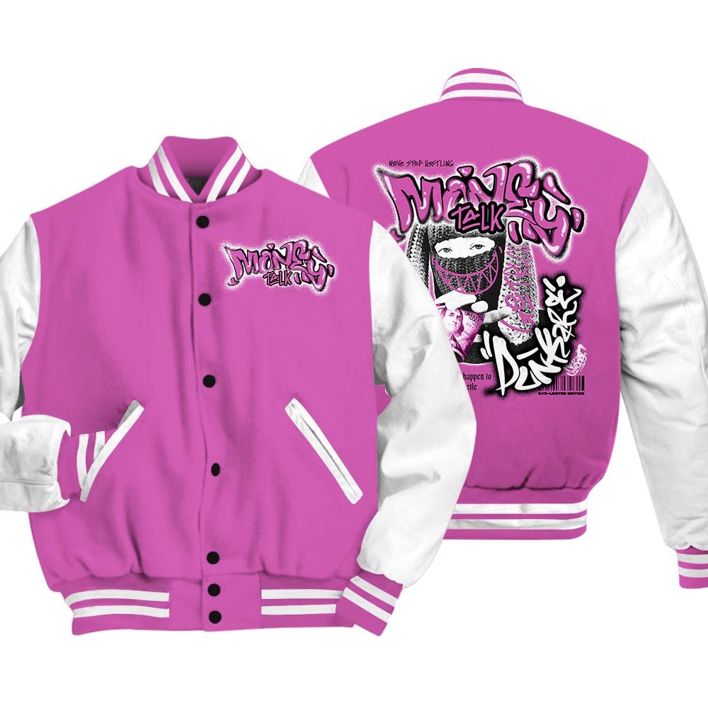 Varsity Jacket To Match Varsity Money Talk Rap, Hyper Violet 4s T-Shirt, To Match Sneaker Hyper Violet 4s Baseball Varsity Jacket LTRP