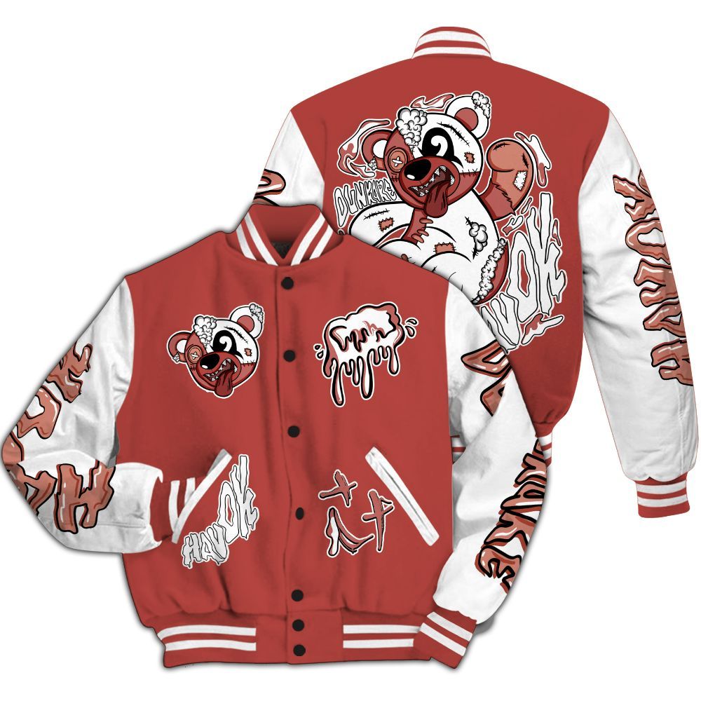 Varsity Jacket To Match Dune Red 13s - Havok Bear All Over Print