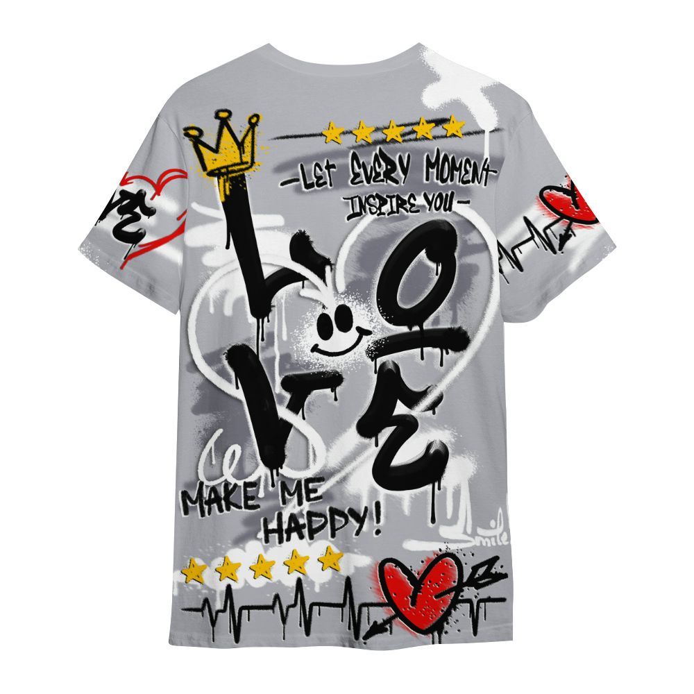 Shirt To Match Low Cement Grey 11s - Happy Love Beats Graffiti Streetwear All Over Print