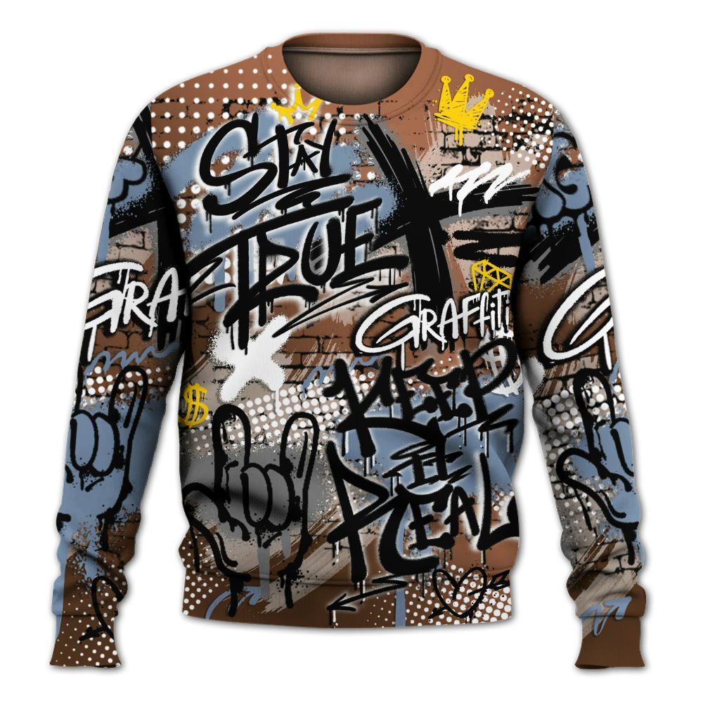 Sweatshirt To Match Air Foamposite Metallic Copper - True It Real Graffiti Streetwear All Over Print