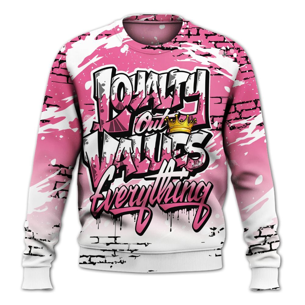 Sweatshirt To Match Air Max SNDR Hyper Pink - Values Of Loyalty Drip All Over Print