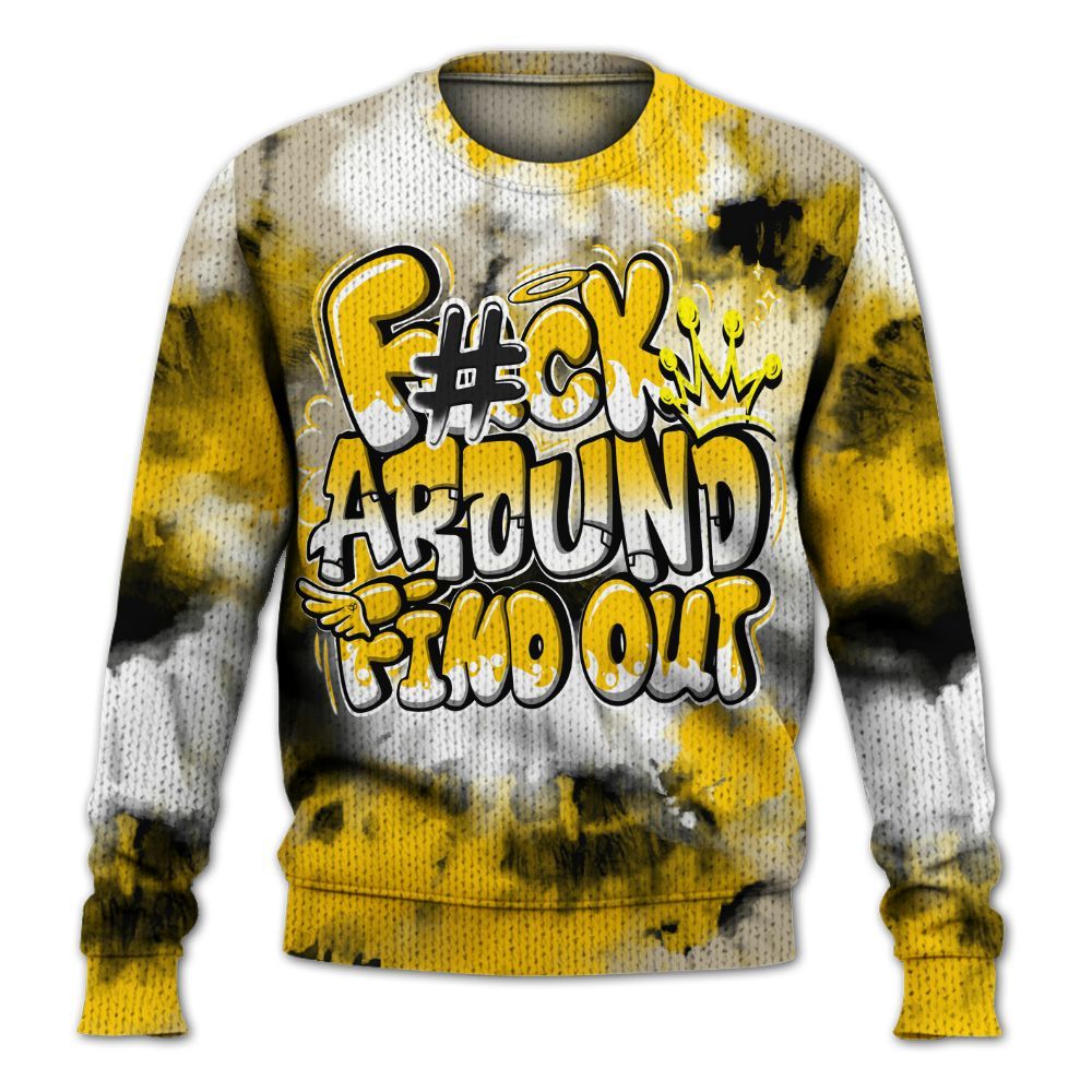 Knitted Sweater To Match Vivid Sulfur 4s - Tie Dye FK Around Find Out