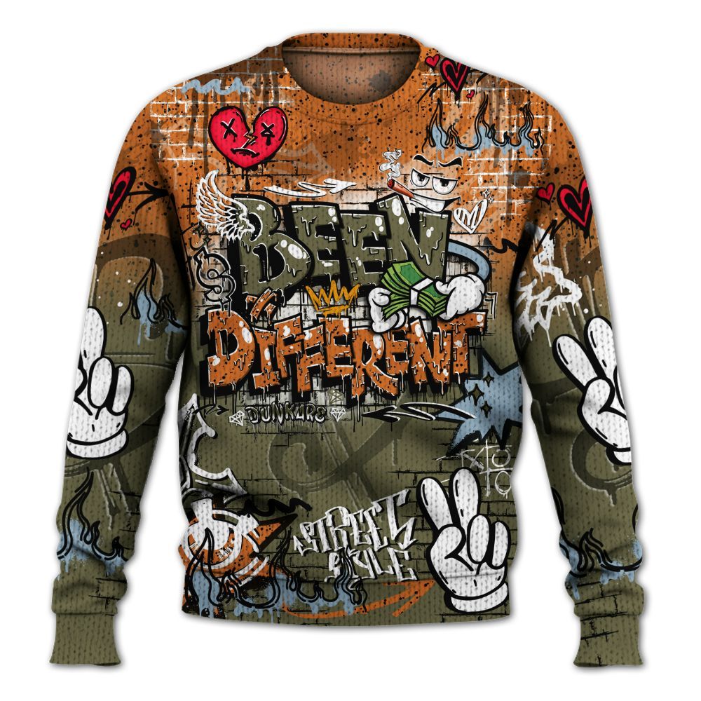 Sweater To Match Olive 5s - Been Dif2erent Drip Graffiti Graphic