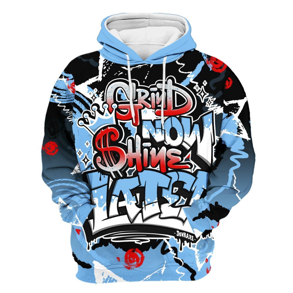 Hoodie To Match University Blue 5s - Grind Shine Later Drip All Over Print