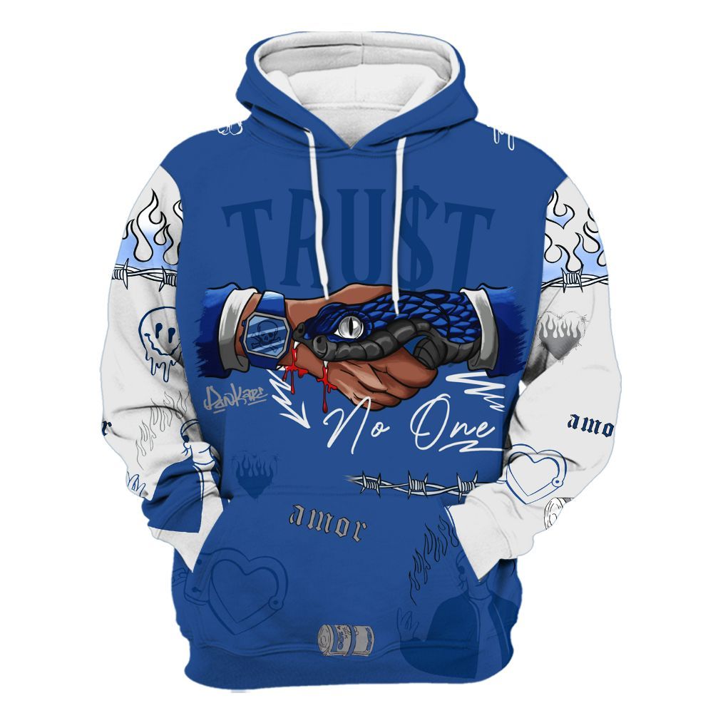 Hoodie To Match High OG True Blue 1s - Snake Trust No One All Over Print