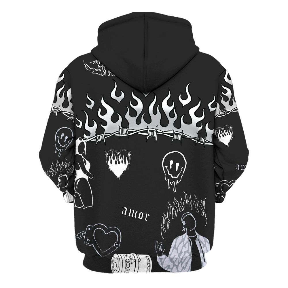 Hoodie To Match Black Cat 3s - Snake Trust No One All Over Print