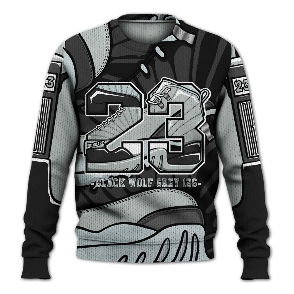 Sweater To Match Black Wolf Grey 12s - Number 23 Style 12s Graphic