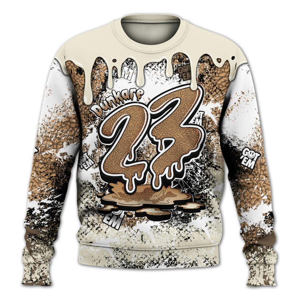 Sweatshirt To Match Orewood Brown 3s - Dripping 23 Drip All Over Print