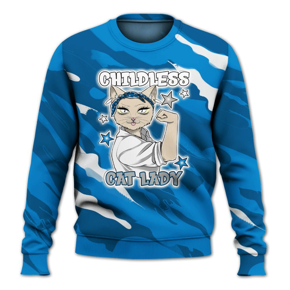Sweatshirt To Match Military Blue 4s - Childless Kat Lady All Over Print