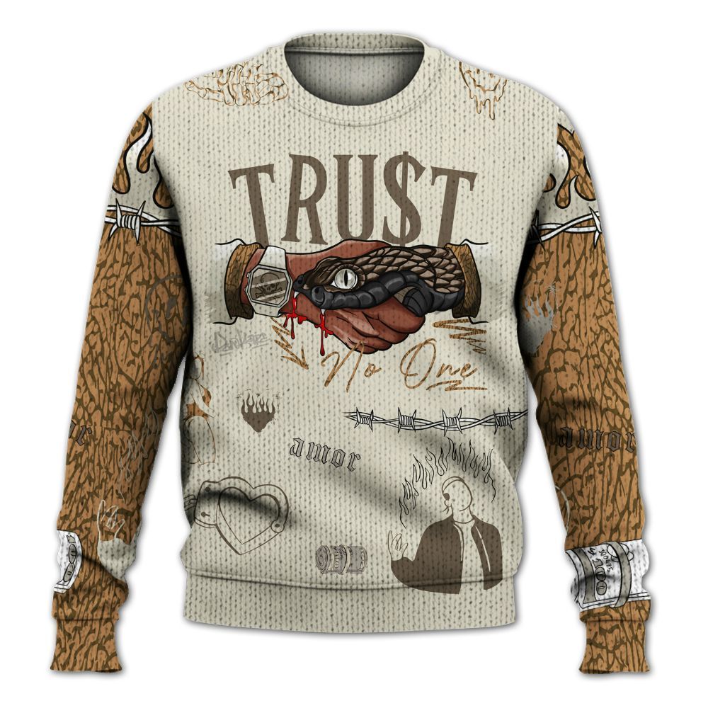 Knitted Sweater To Match Orewood Brown 3s - Snake Trust No One