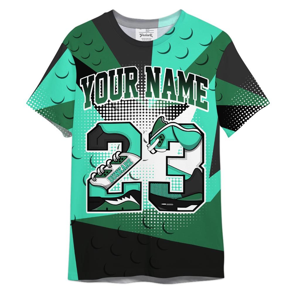 Dunkare Shirt Custom Name Number 23 5s, 3 Green Glow T-Shirt, To Match Sneaker Black Green Glow 3s Graphic Tee HDT