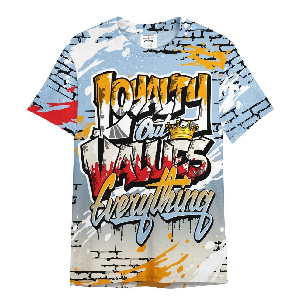Shirt To Match Retro High OG Pale Ivory Psychic Blue 1s - Values Of Loyalty Drip All Over Print