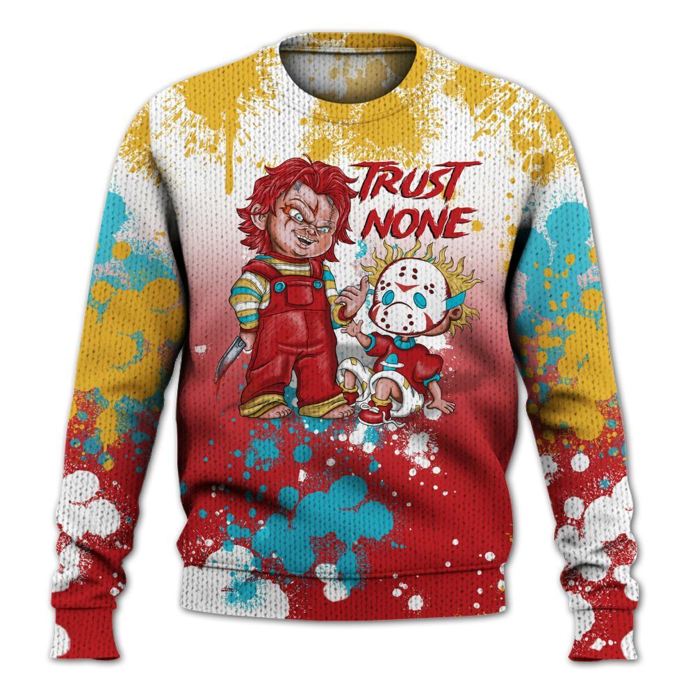 Knitted Sweater To Match Dunk Low Fruity Pebbles - Trust No One Scary