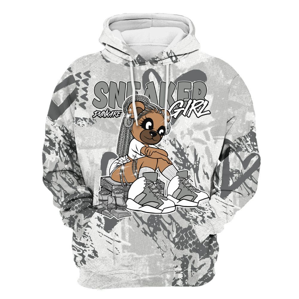 Hoodie To Match Retro Wet Cement 4s - Sneaker Girl Bear Heart Grunge All Over Print