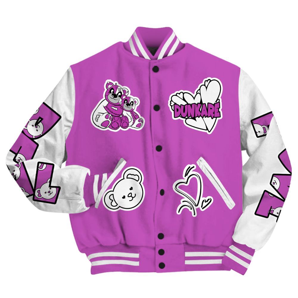 Varsity Jacket To Match Hyper Violet 4s - Sincere Fondness Bear All Over Print
