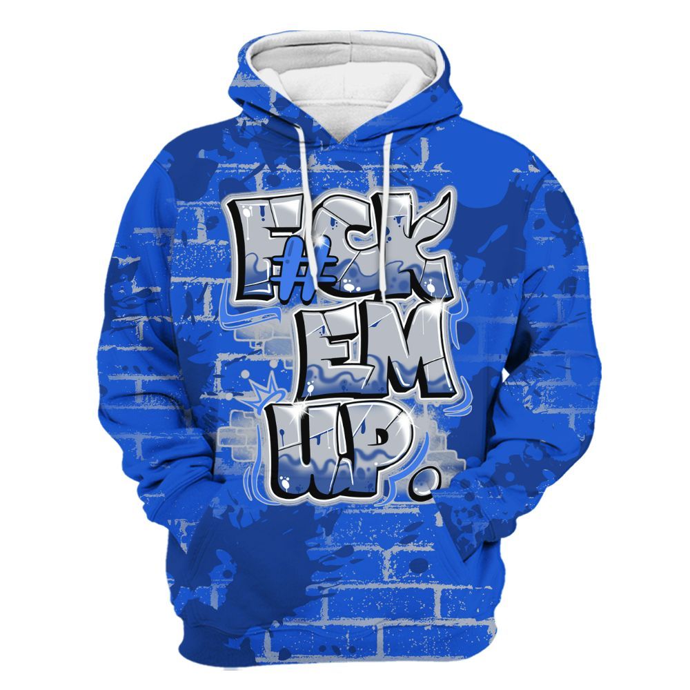 Hoodie To Match Air Foamposite One Royal - F#ck Em Graphic Brick Art All Over Print