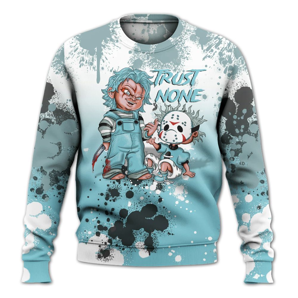 Sweatshirt To Match Low Legend Blue 11s - Trust No One Scary All Over Print