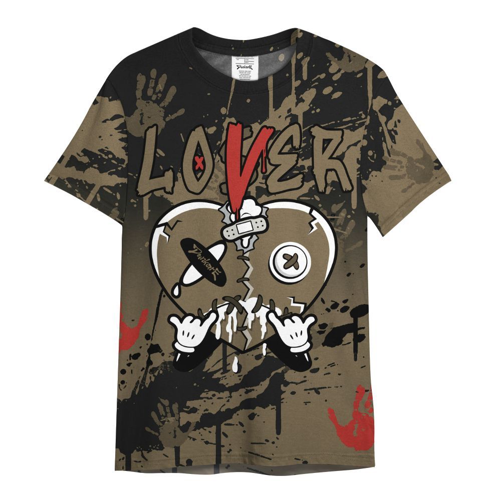 Shirt To Match Olive 9s - Loser Lover Drip Heart All Over Print