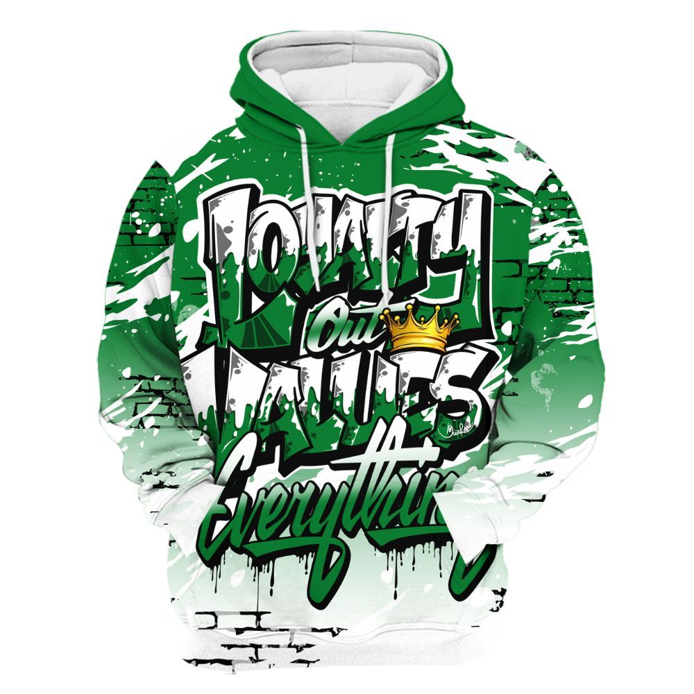 Hoodie To Match Lucky Green 1s - Values Of Loyalty Drip All Over Print