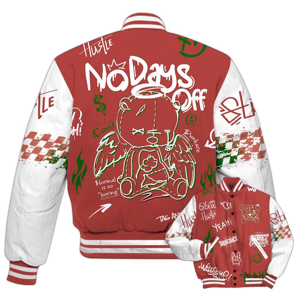 Varsity Jacket To Match Dune Red 13s - No Days Off Retro Varsity Jacket Outfit