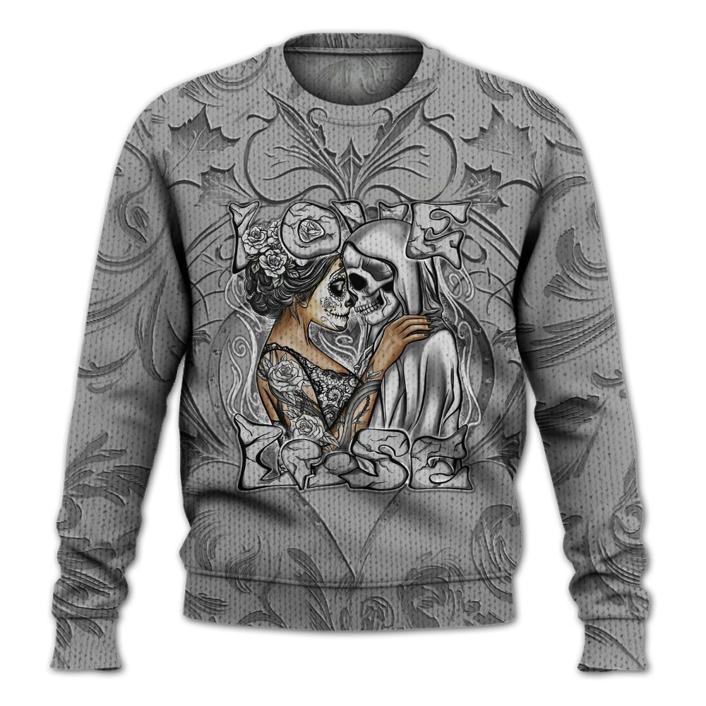 Knitted Sweater To Match Black Wolf Grey 12s - Loves Lose Gothic