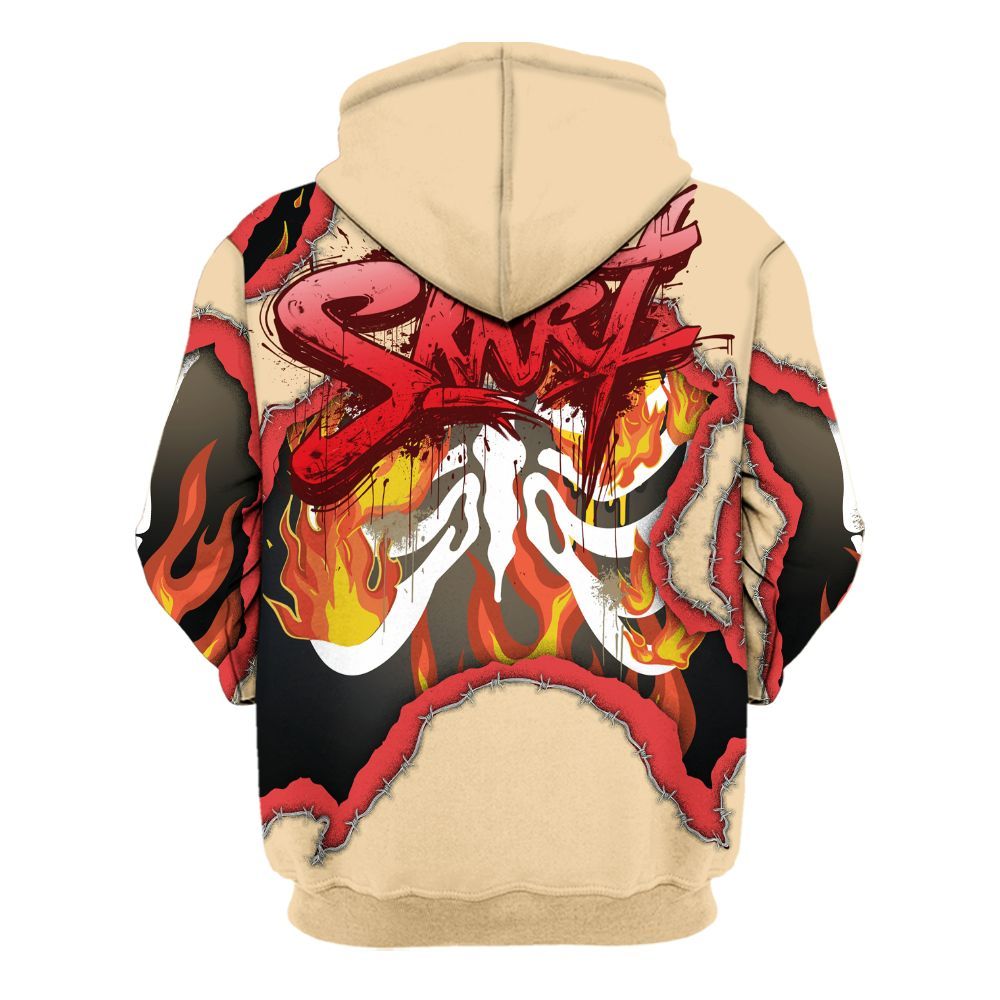 Hoodie To Match Dunk Low Strawberry Waffle - Skeleton On Fire Skrrt All Over Print