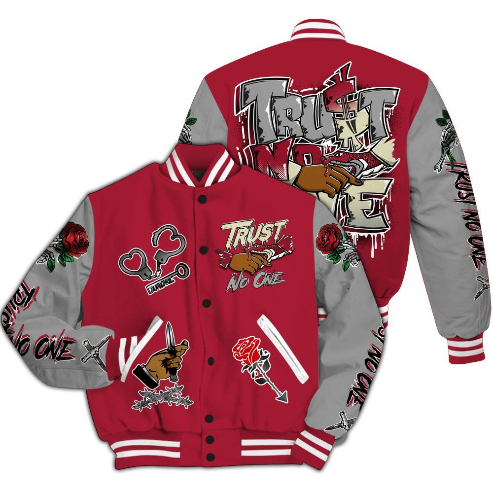 Varsity Jacket To Match High OG Chicago Shadow 1s - Trust No One Dripping All Over Print