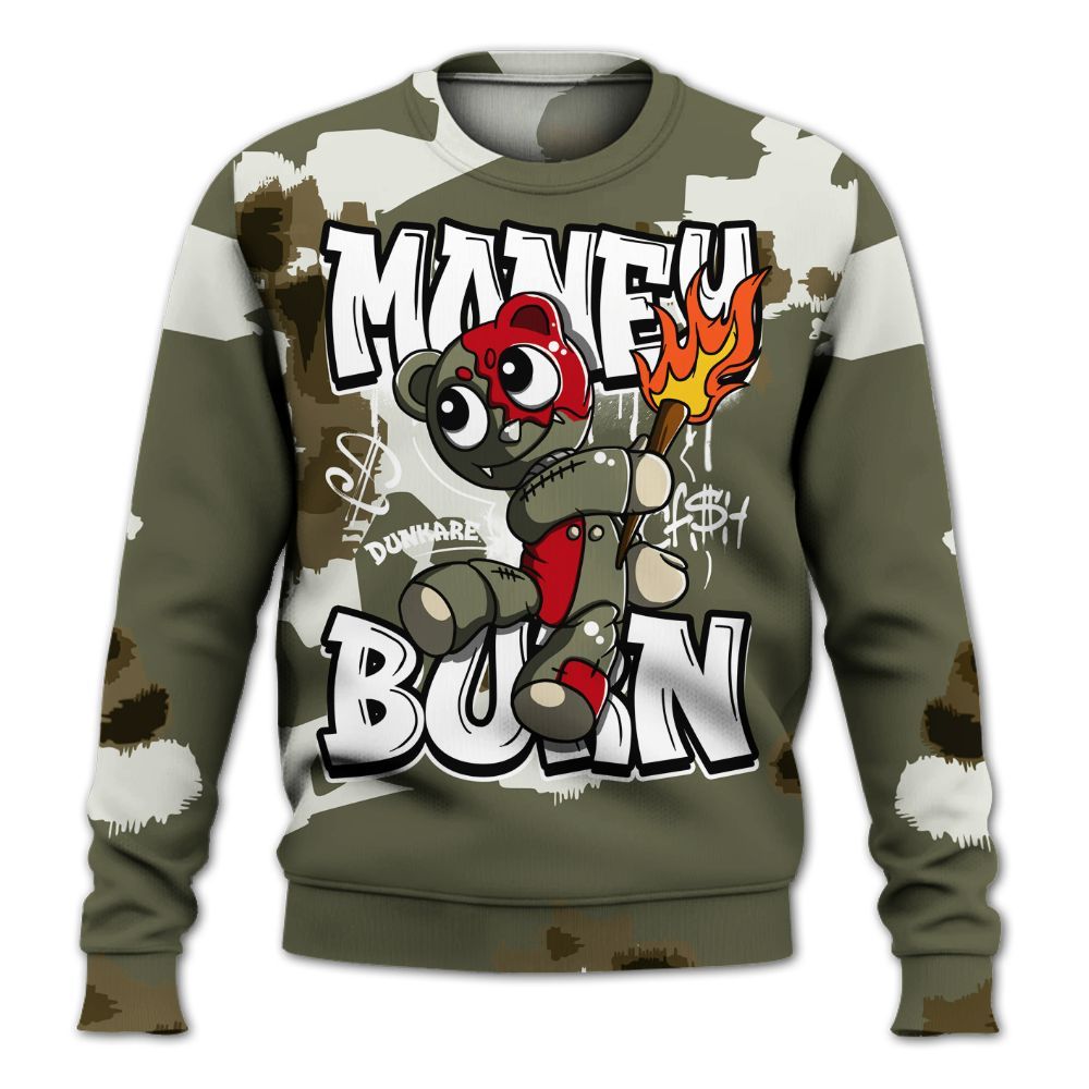 Sweatshirt To Match Low OG Medium Olive 1s - Money Burn Retro All Over Print