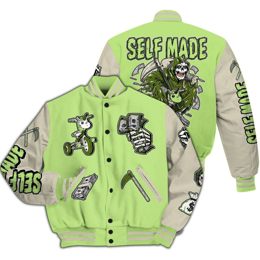 Varsity Jacket To Match Air Max Stussy Action Green - Self Make Skeleton All Over Print
