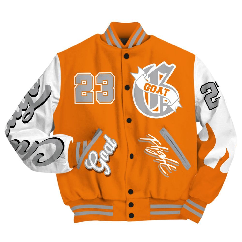 Varsity Jacket To Match Orange Citrus 3s - The G.O.A.T Streetwear All Over Print