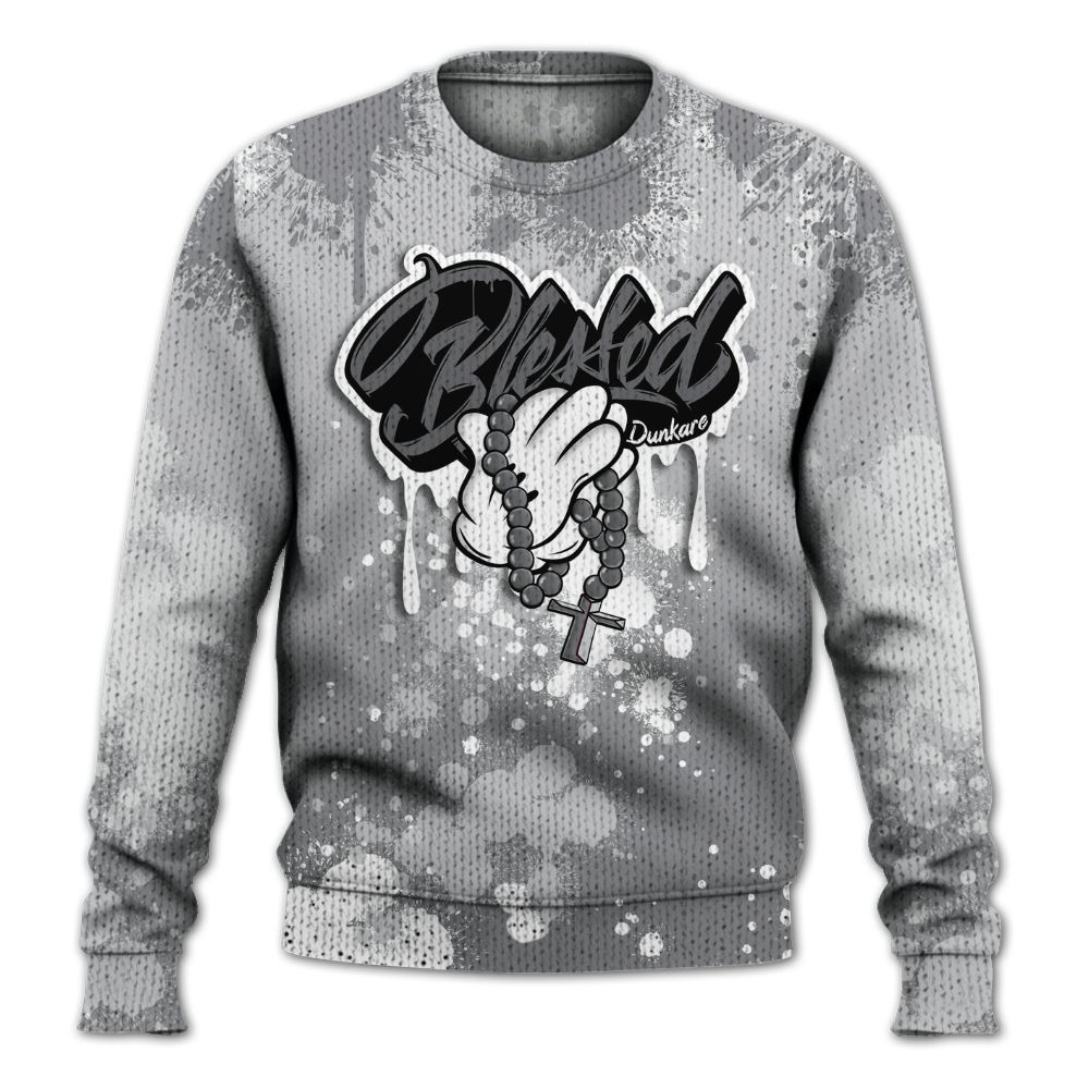 Sweater To Match Retro Wolf Grey 5s - God Blessed Ink Drip Graphic